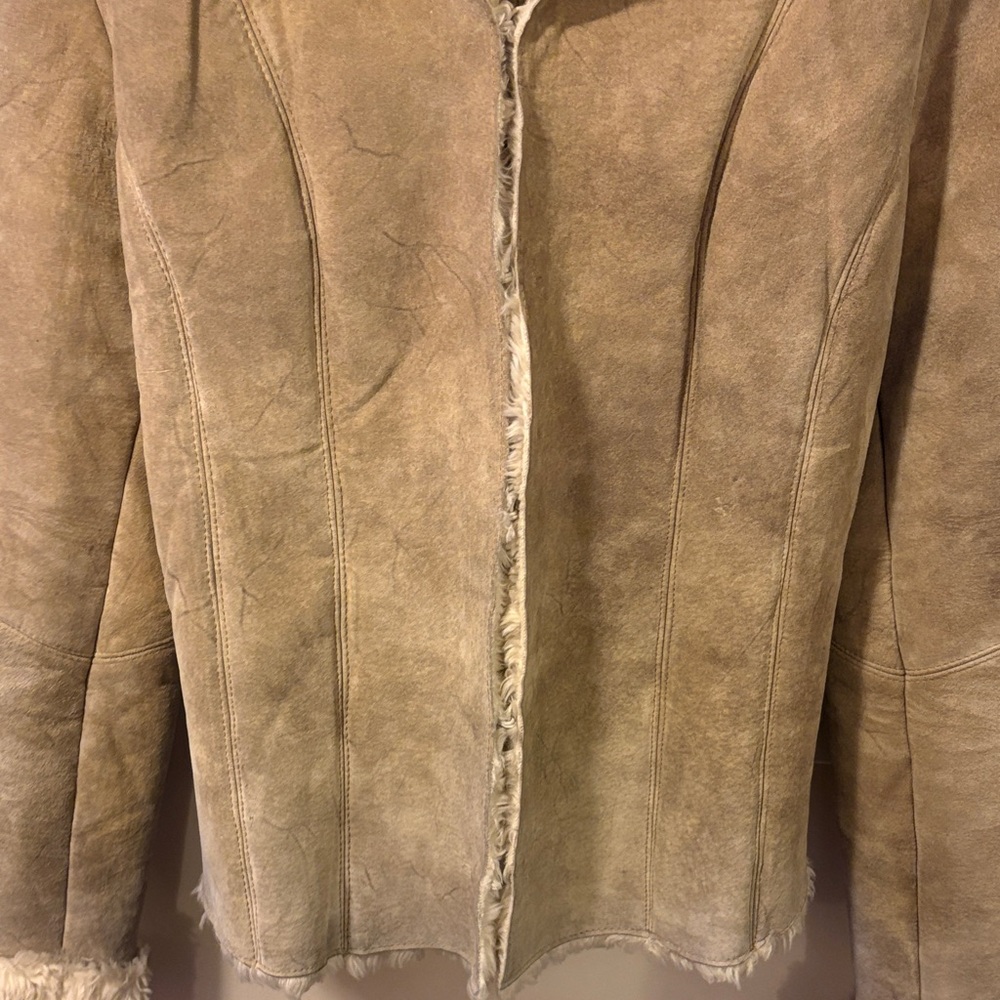 Source Unknown Leather Tan Shearling-Trim Teddy J… - image 3